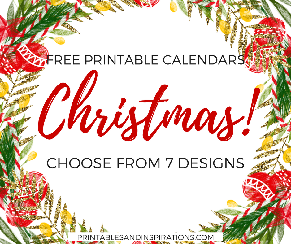 Christmas calendar, free printable December calendar, Christmas decor