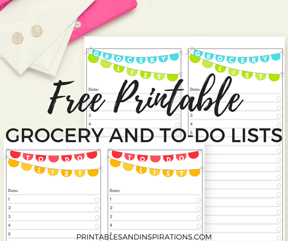free printable to do list and grocery list, chore chart or shopping list, task list for organizing ideas and things to do