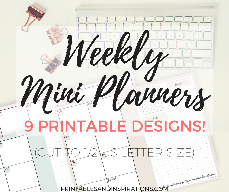 Weekly planner, my personal mini planner in pastel colors, free printable planner in 9 designs