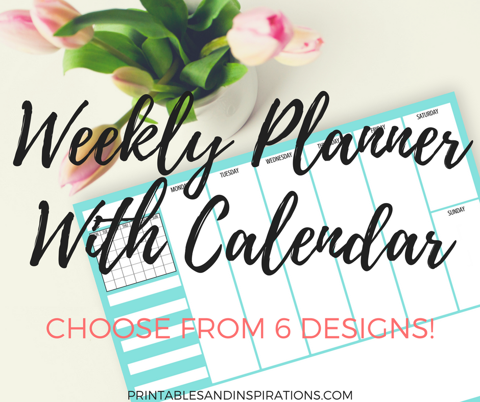 free printable weekly planner with monthly calendar, blank planner, weekly spread for daily plan