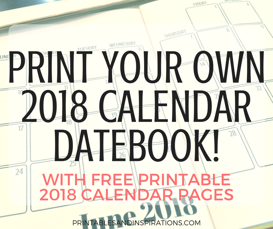 2018 calendar datebook, free printable monthly planner, monthly spread layout, gift idea