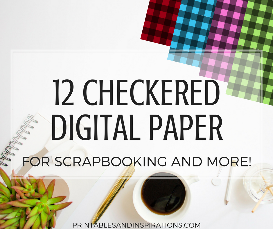 Free checkered digital paper for scrapbooking and planner divider