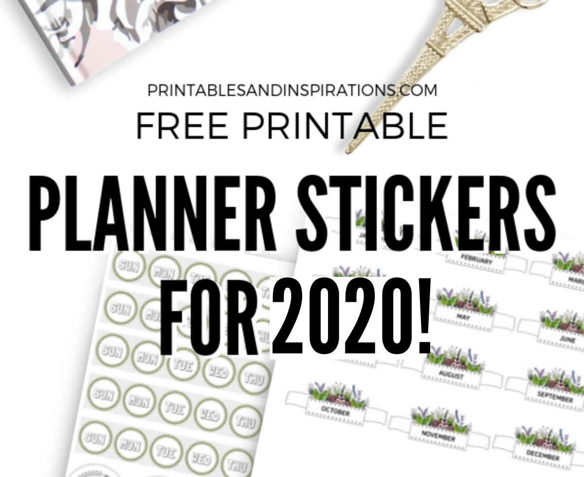 Free Printable Planner Stickers For 2020 - free planner printables, monthly calendars for bullet journal, bujo stickers #freeprintable #printablesandinspirations #bulletjournal #plannerstickers
