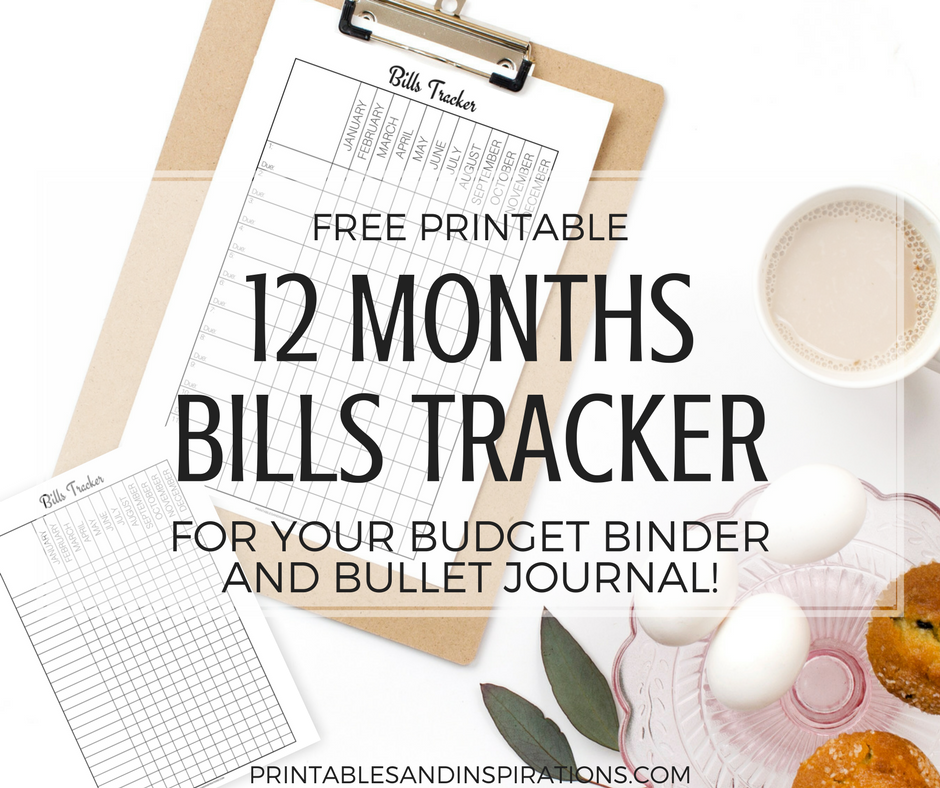 Free printable bills tracker for budget binder and bullet journal, bills organization, budget printables, expense tracker