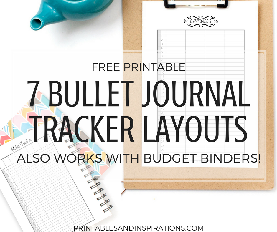 Free printable bullet journal tracker layout, budget binder, expense tracker, habit tracker, sleep Log, planner printables