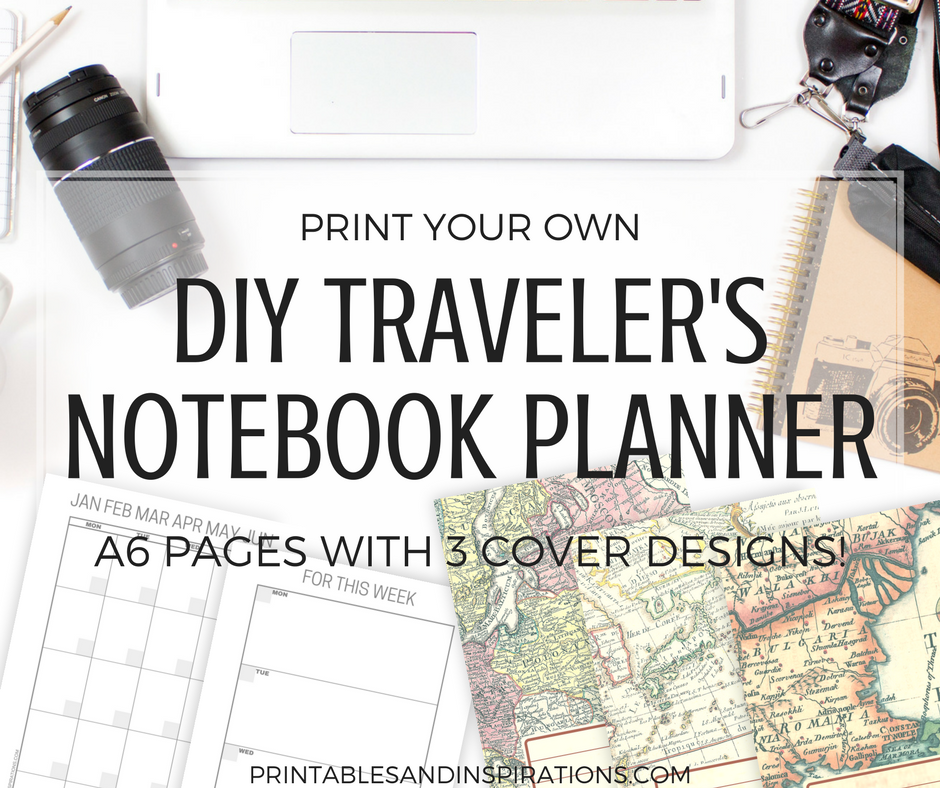 DIY travelers notebook free printable planner pages, monthly spread, weekly spread, mini datebook, free monthly planner, printable calendar, Monday start