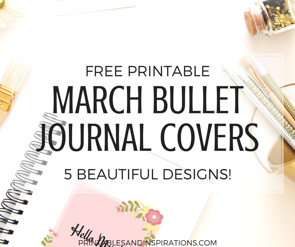 free printable March bullet journal cover page, bullet journal ideas, printable planner, March bullet journal layout