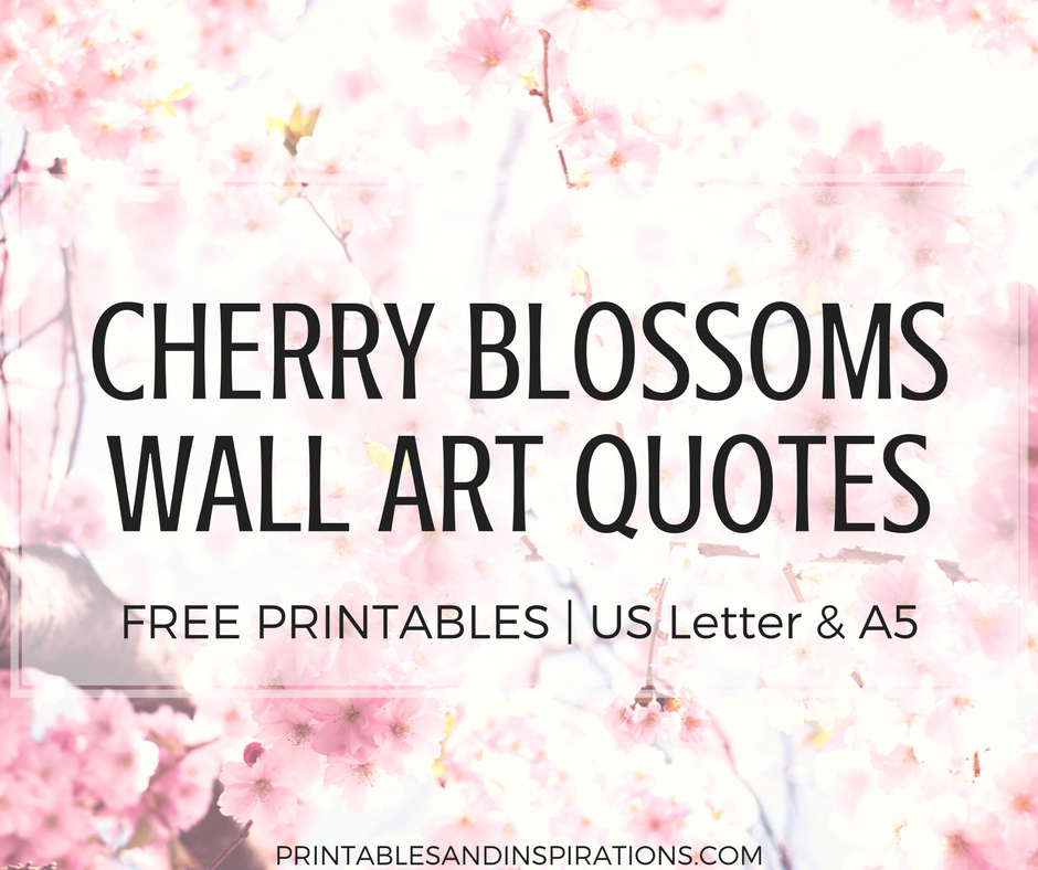 Cherry blossoms wall art with quotes, cherry blossoms decorations, faith quotes, motivational quotes, A5 printables, binder divider
