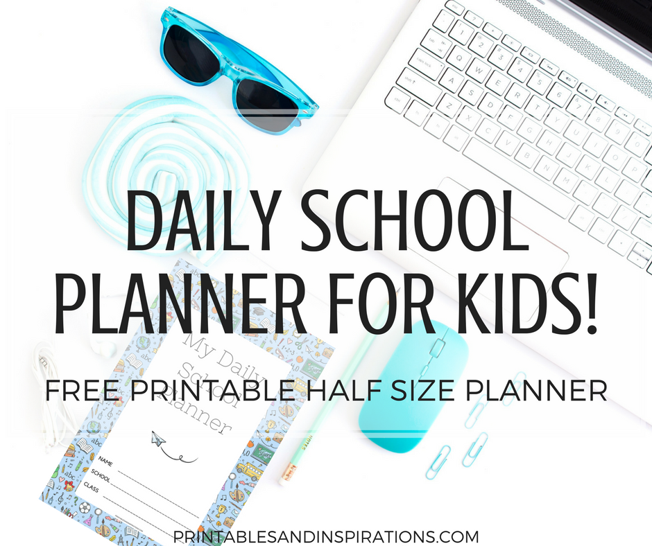 2023 2024 Daily School Planner! Super cute planner with student planner pages. Includes a class schedule spread, monthly calendar spread, monthly goals page, 12 motivational quotes for kids, and a daily page for assignments, to do list, and other notes! Free half size planner for students.