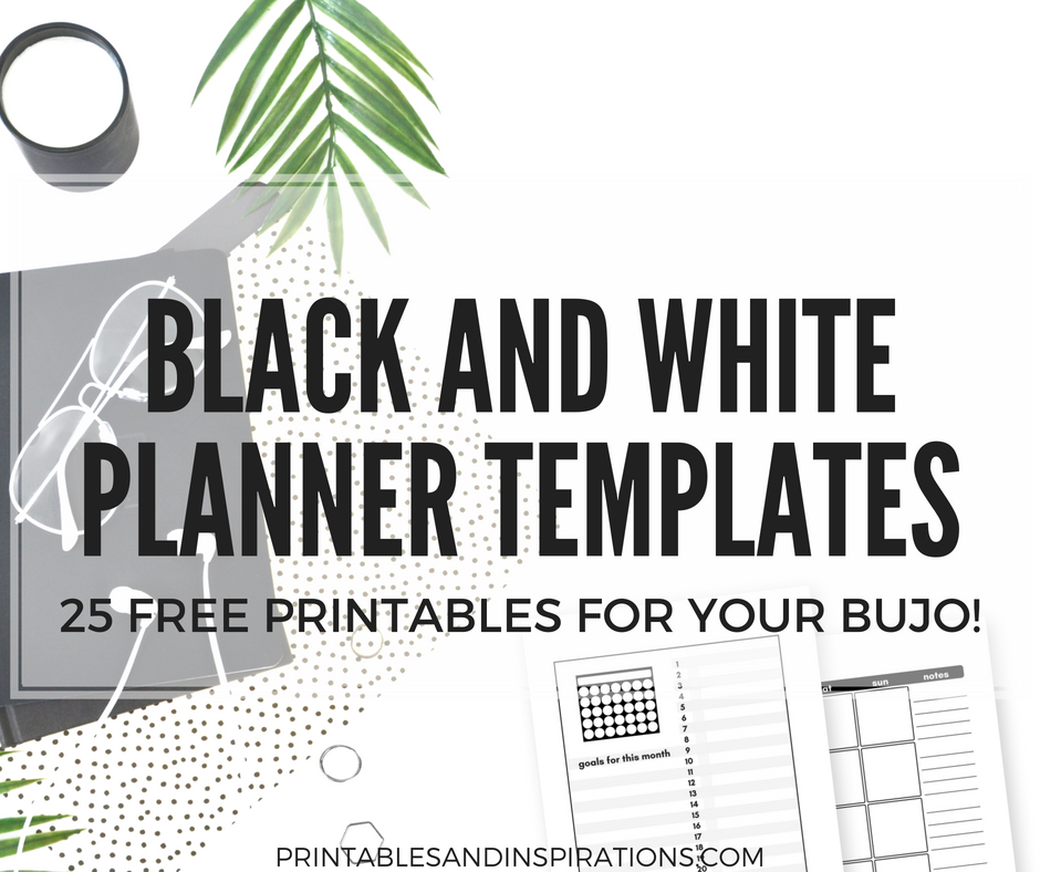 Free bullet journal printables, black and white planner templates, A5 planner printables for any bullet journal layout!