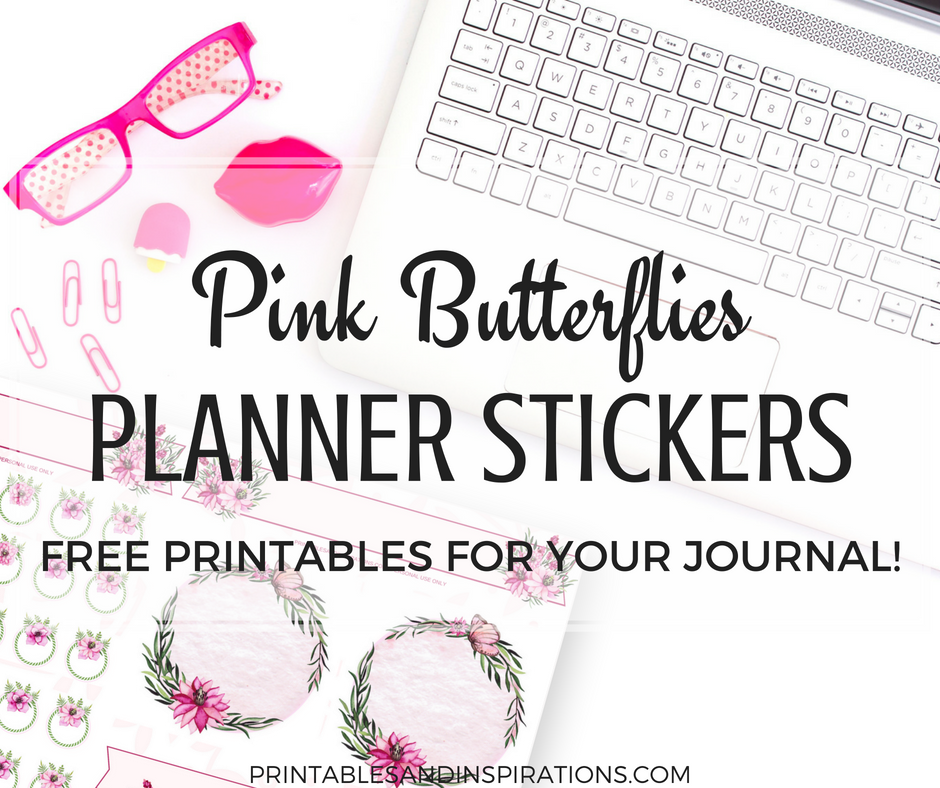 Free Printable Floral Planner Stickers Pink Butterflies! Printables