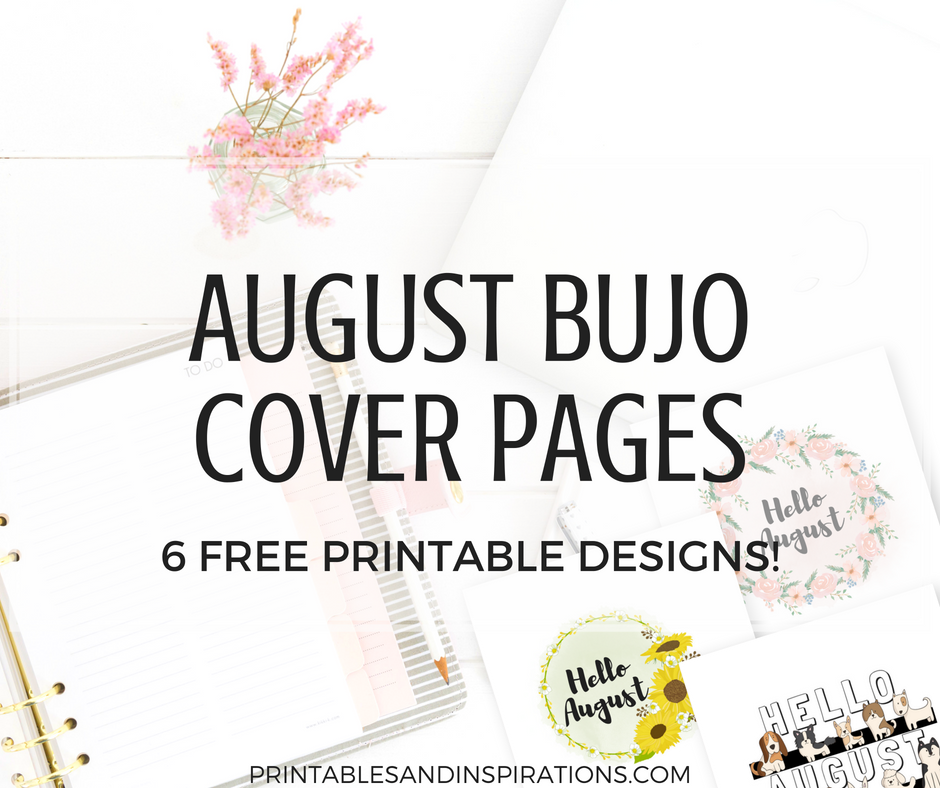 Free printable August bullet journal cover page, August bujo ideas, August bullet journal inspiration, August bujo title page, bullet journal printable