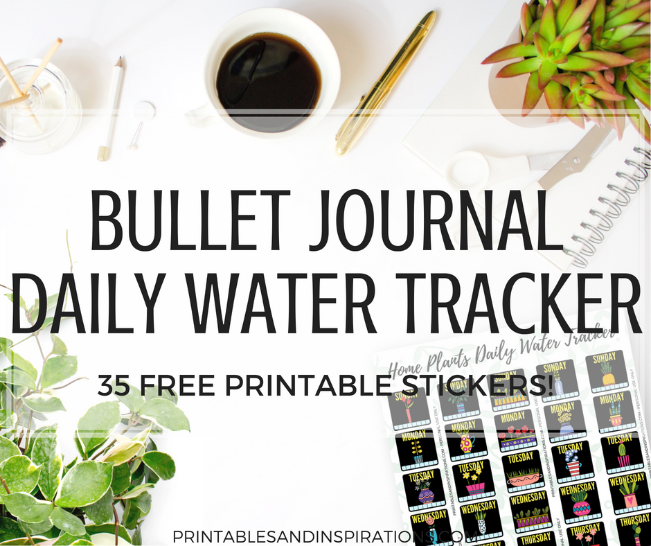 Home plants free printable water tracker planner stickers for your bullet journal! Get this free download and add to your list of habit trackers. #bulletjournal #watertracker #freeprintable