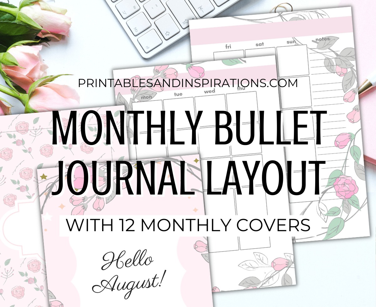 Bullet journal year monthly planner Royalty Free Vector