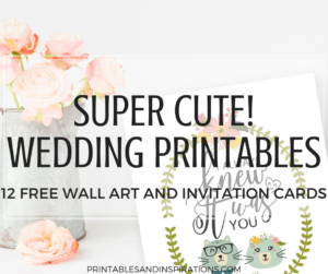 DIY Simple Wedding Invitation Cards And Decorations (Free Printable!) Cute and funny wedding printable cards and wall art with animal couples. #DIY #freeprintable #weddingideas