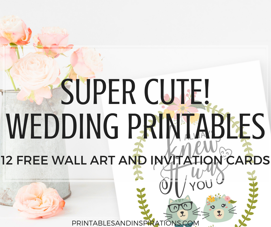 DIY Simple Wedding Invitation Cards And Decorations (Free Printable!) Cute and funny wedding printable cards and wall art with animal couples. #DIY #freeprintable #weddingideas