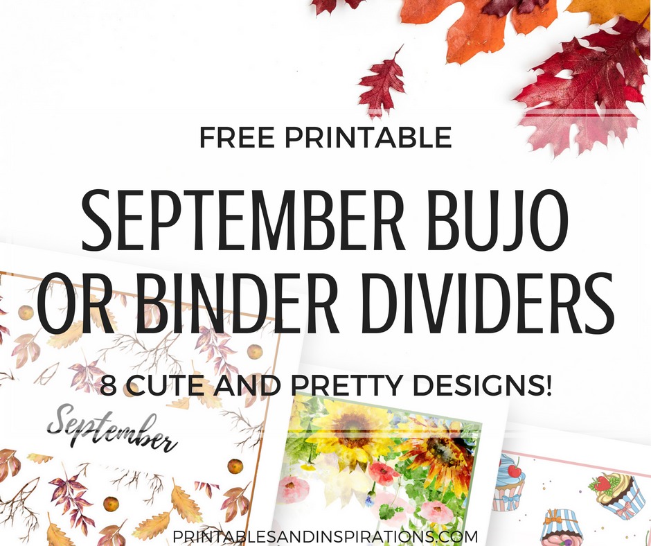 September binder cover FREE printable! Monthly bullet journal cover and binder divider plus more freebies. Download now for free! #bulletjournal #bujoideas #freeprintable