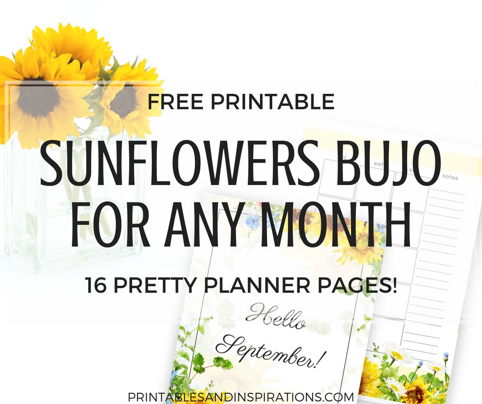 Sunflower bullet journal free printable! Here's my September bullet journal that you can use any month. Bullet journal ideas for your inspiration. #bulletjournal #bujoideas