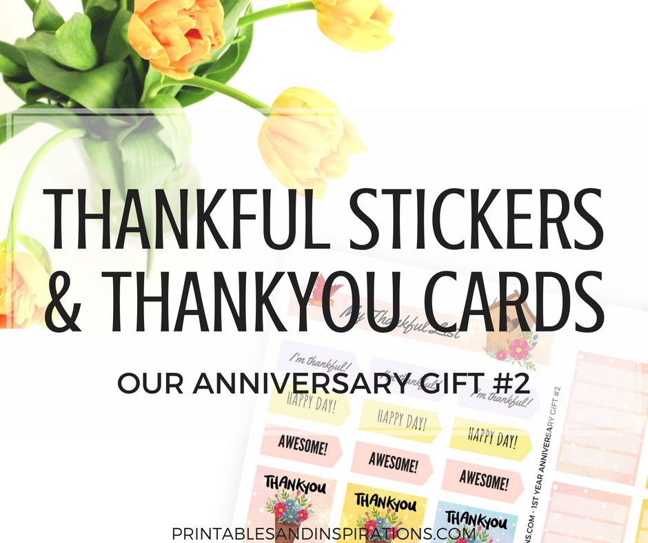 Printable DIY thank you cards and thankful planner stickers; printable stickers with thank you quotes and printable greeting cards. #diy #thankful #grateful #freeprintable