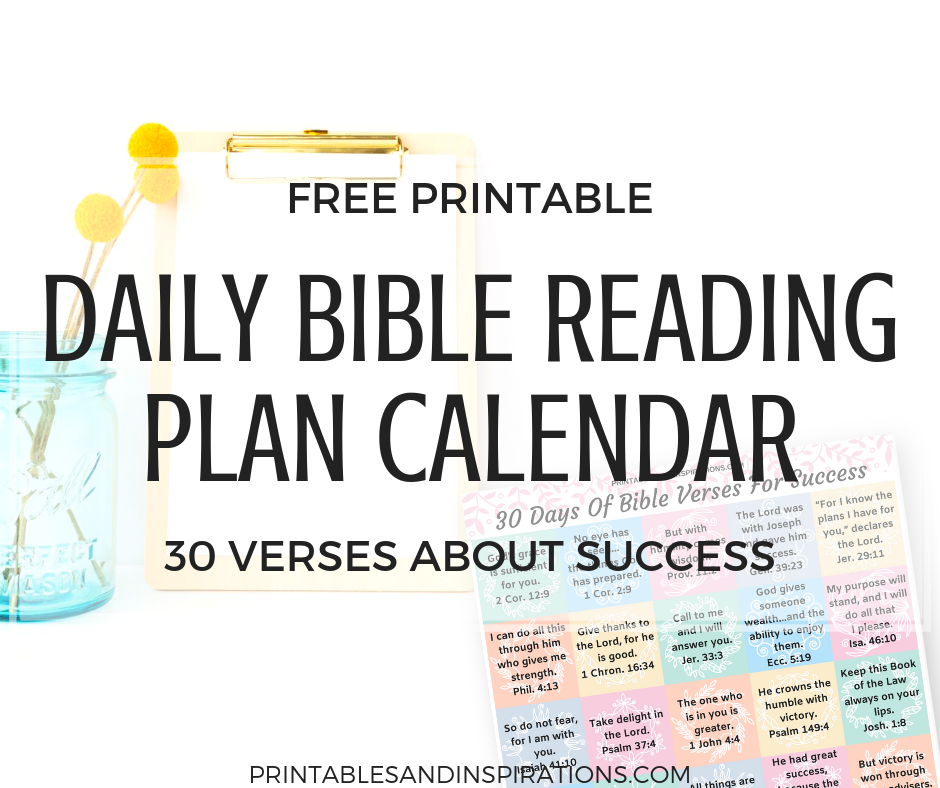 Daily Bible Reading Plan Calendar Free Printable! For Bible journaling or Bible study. Use as Bible verse of the day guide or cut into planner stickers. #Bibleverse #freeprintable #Biblejournaling