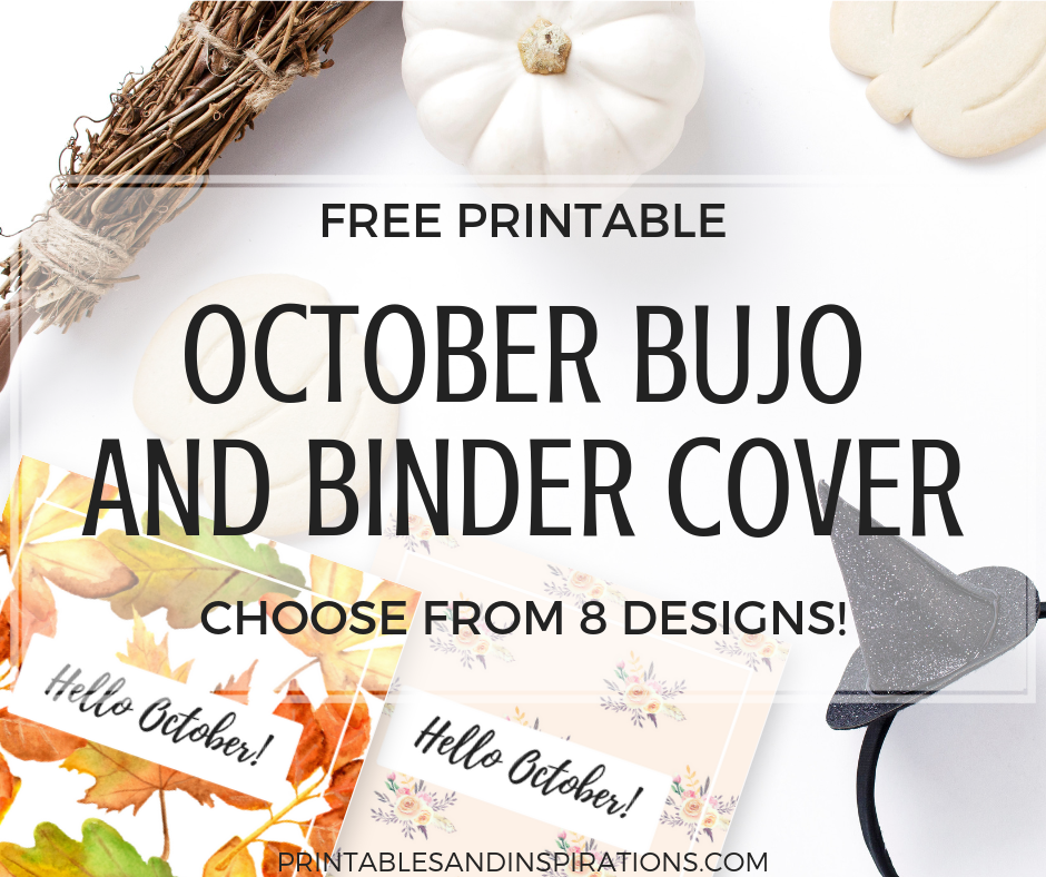 October Bullet Journal Cover Ideas And Binder Cover - FREE Printable! Autumn, Halloween and Floral themes. #freeprintable #bulletjournal