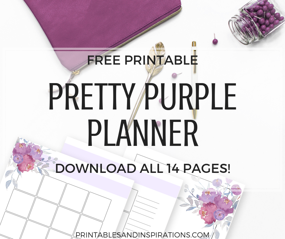 FREE Printable Purple Planner and October bullet journal - weekly, monthly and more pretty planner templates for your binder or bullet journal! Get your free download and use any month of the year. #printableplanner #freeprintable