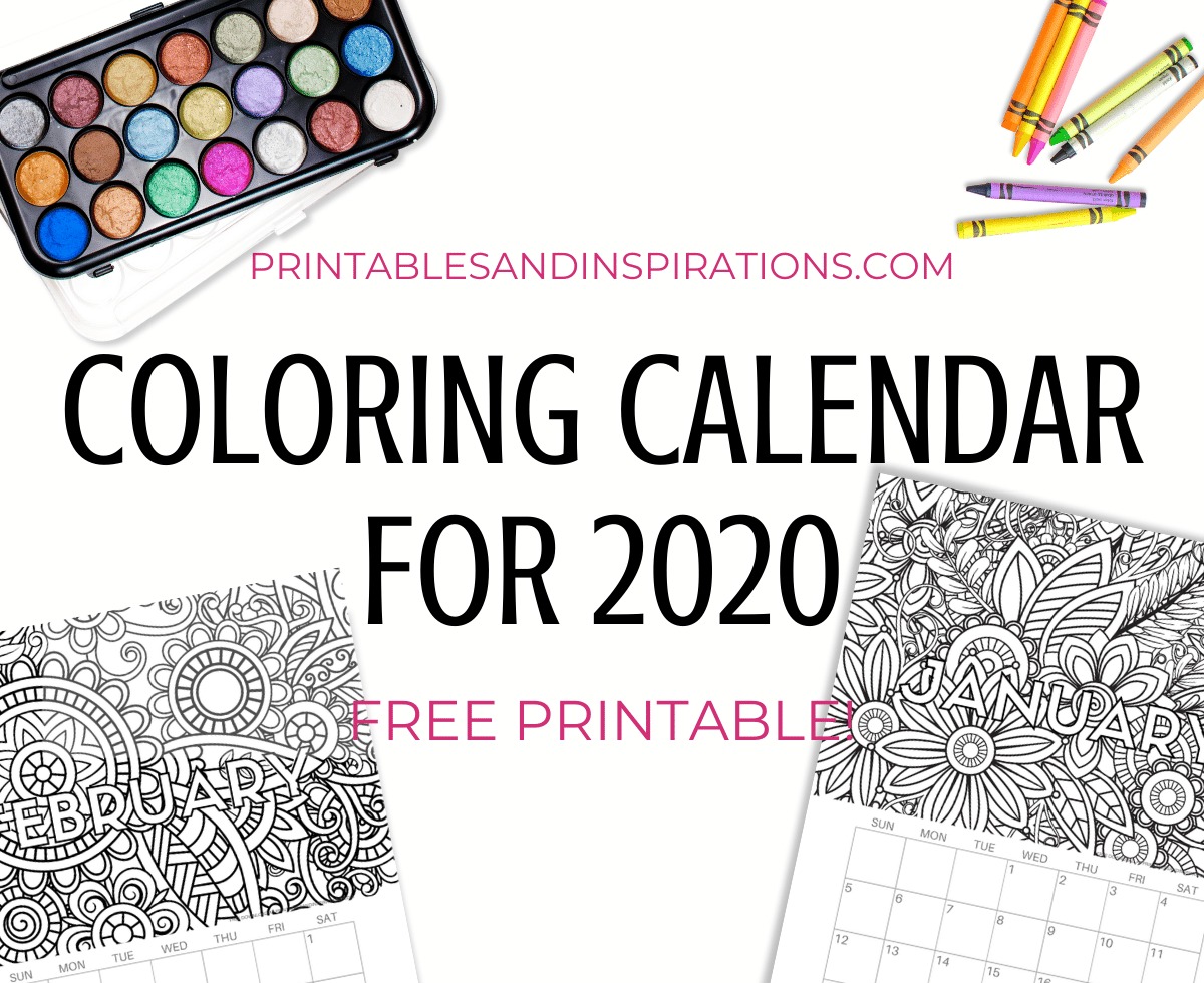 Free Printable 2020 Coloring Calendar - Get this free printable 2020 monthly calendar planner and add your favorite colors. Download now! #freeprintable #printablesandinspirations