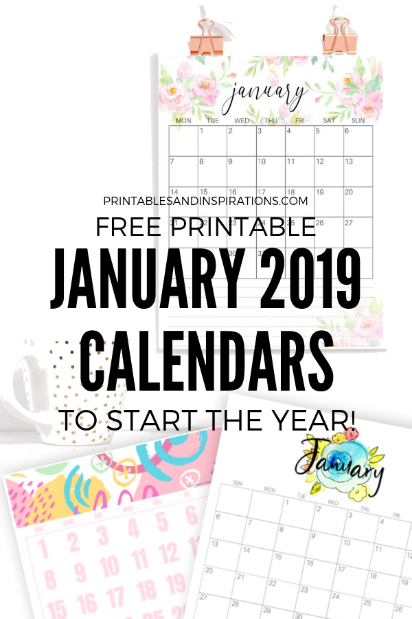 January 2019 Calendar Printable! Get your free printable monthly calendar planner and start planning. Download now! #freeprintable #printablesandinspirations