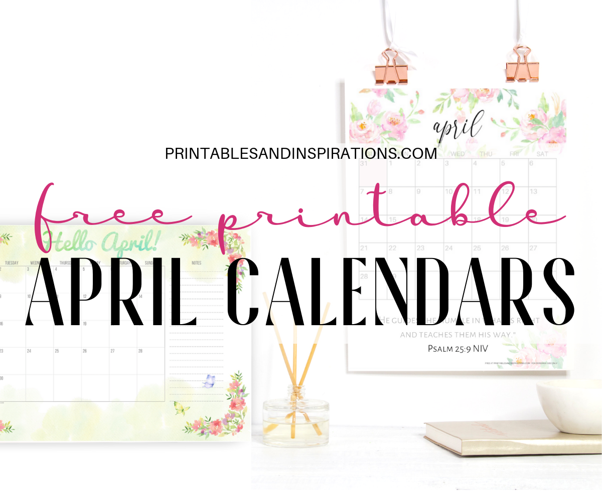 April 2019 Calendar Free Printable Planner with floral designs, Sunday or Monday start, #freeprintable #printablesandinspirations