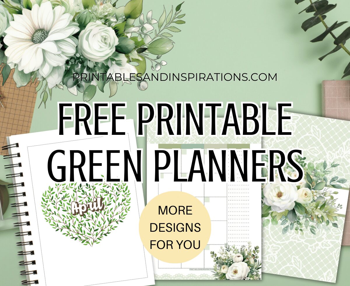 Free Printable Green Life Planner PDF - free planner pages for binder or bullet journal. #freeprintable #printablesandinspirations #plannerlover #planneraddict #bulletjournal