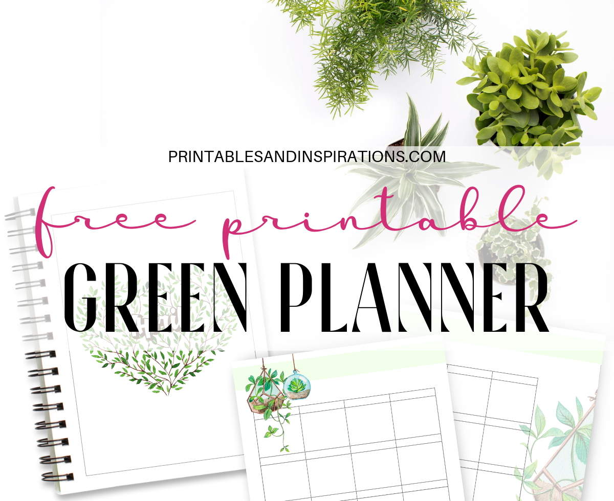 Free Printable Green Life Planner PDF - 26 free planner pages for binder or bullet journal. #freeprintable #printablesandinspirations #plannerlover #planneraddict #bulletjournal