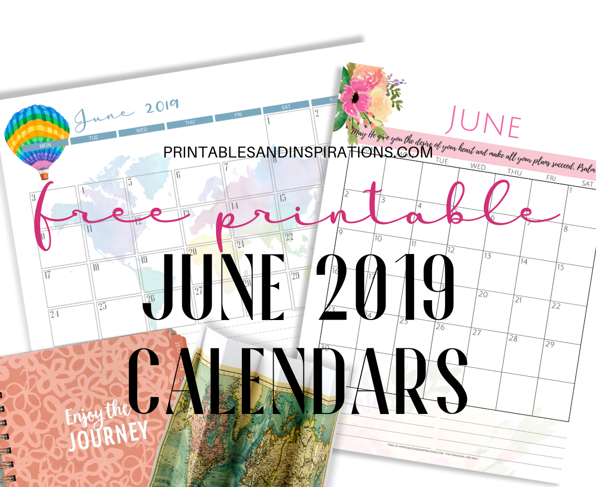 Free Printable June 2019 Calendar PDF - beautiful floral and simple designs. Free download now! #freeprintable #printablesandinspirations