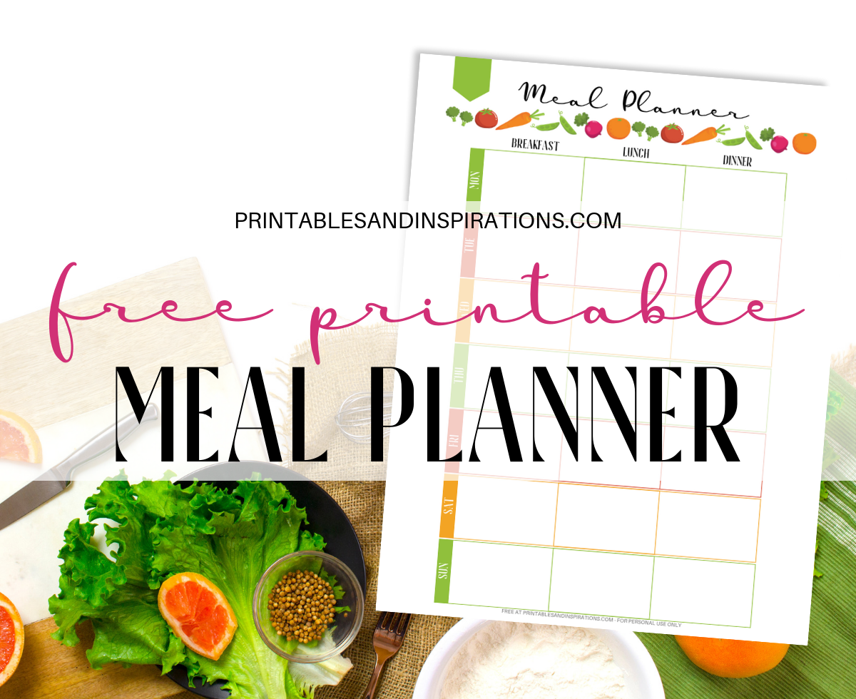 Free Meal Planner - printable weekly meal planner template to help you prepare food for you and your loved ones. Download the free pdf now! #mealplanner #healthyliving #freeprintable #printablesandinspirations