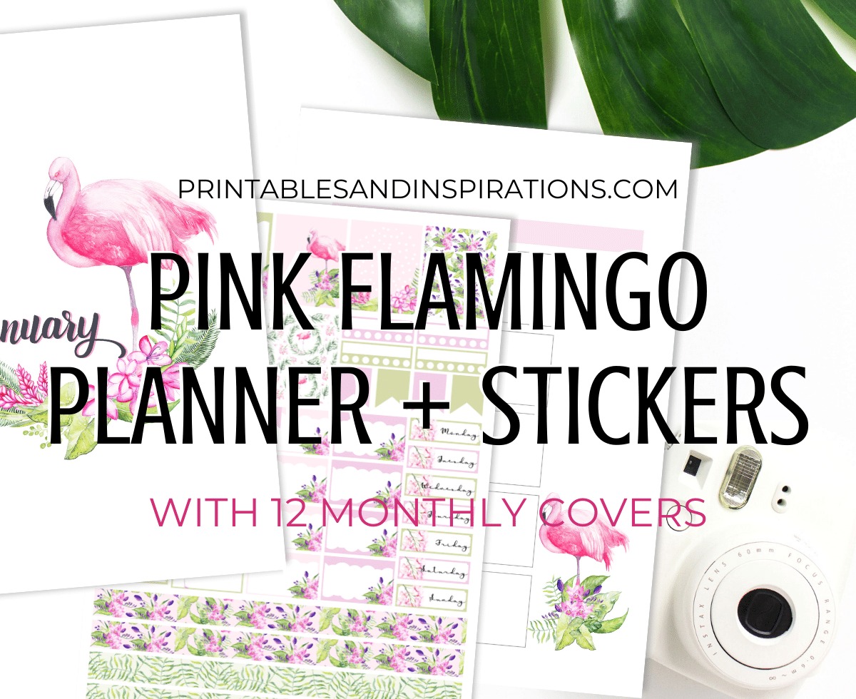 Free Printable Flamingo Planner PDF - DIY planner with pink flamingos plus bullet journal printables. #diy #printableplanner #freeprintable #flamingo #printablesandinspirations #bulletjournal