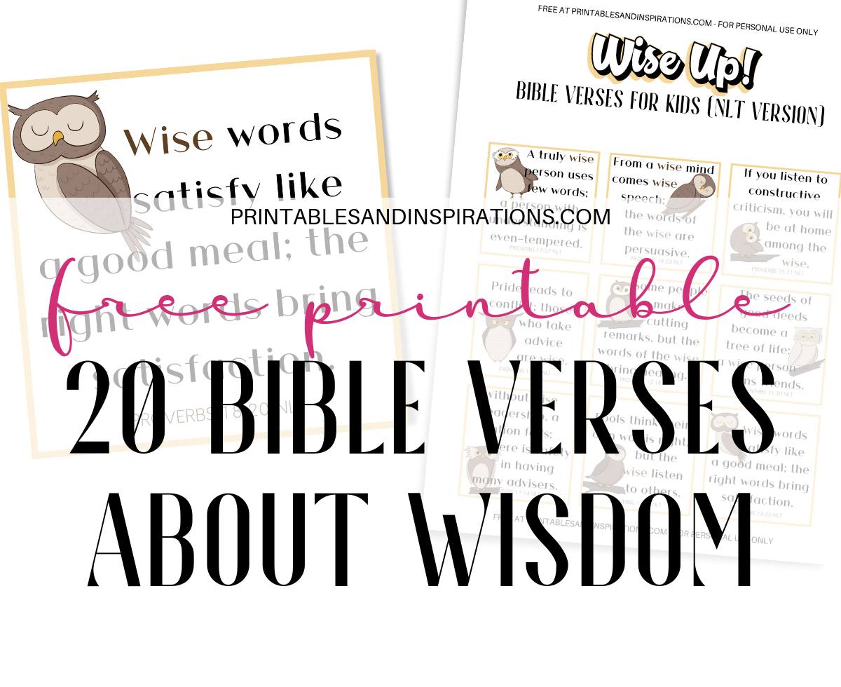 Free Printable Bible Verses For Kids About Wisdom. #bibleverseoftheday #memoryverse #sundayschool #freeprintable #biblequotes #printablesandinspirations #wisdom