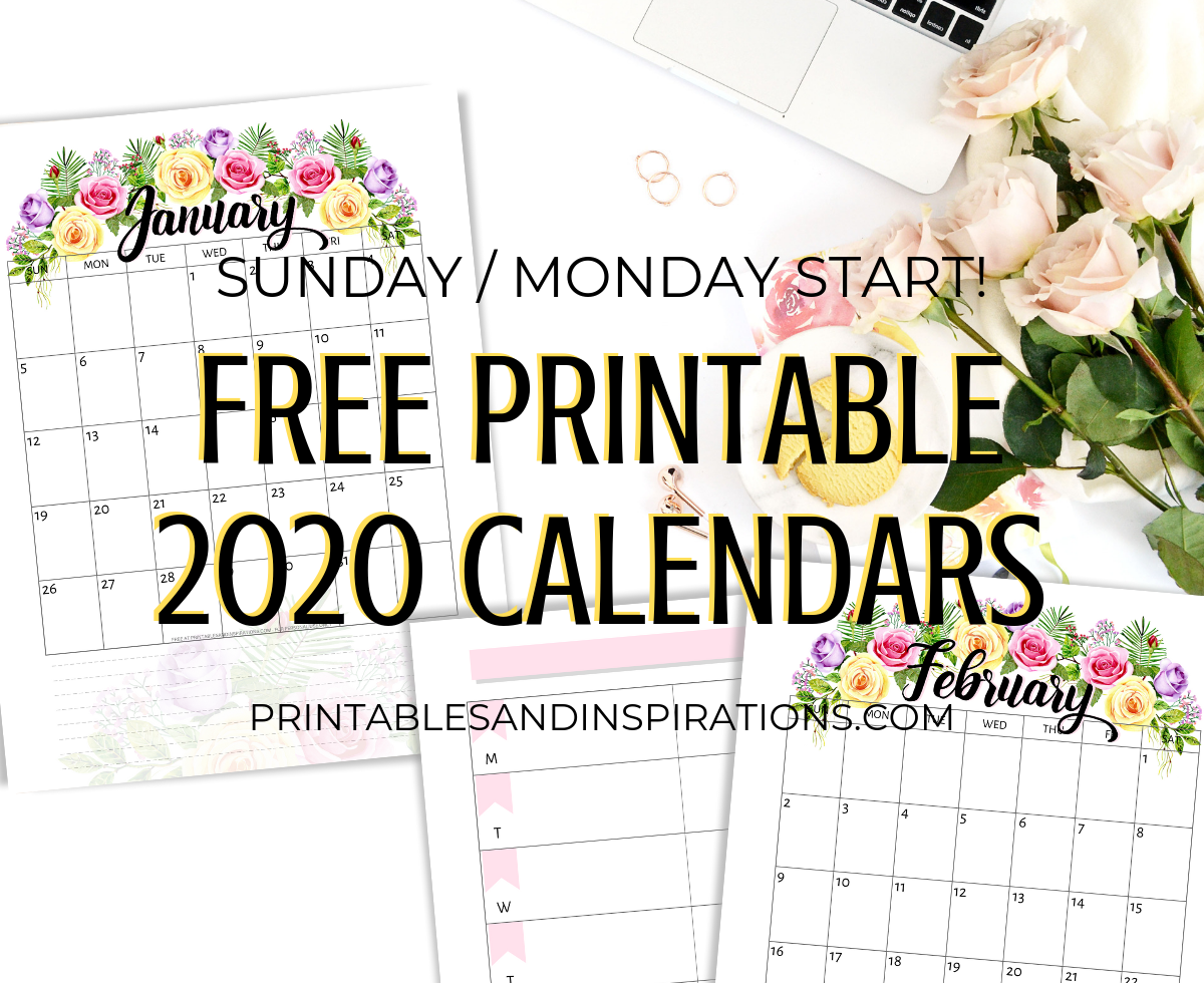 Free Printable 2020 Calendar With Flowers Printables And