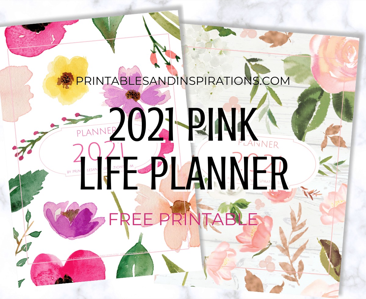 Free Printable Pink Life Planner 2021 - with 2021 calendar and more planner pages. Get your free pdf download now! #freeprintable #printablesandinspirations #pink #planneraddict #plannerlover #bulletjournal