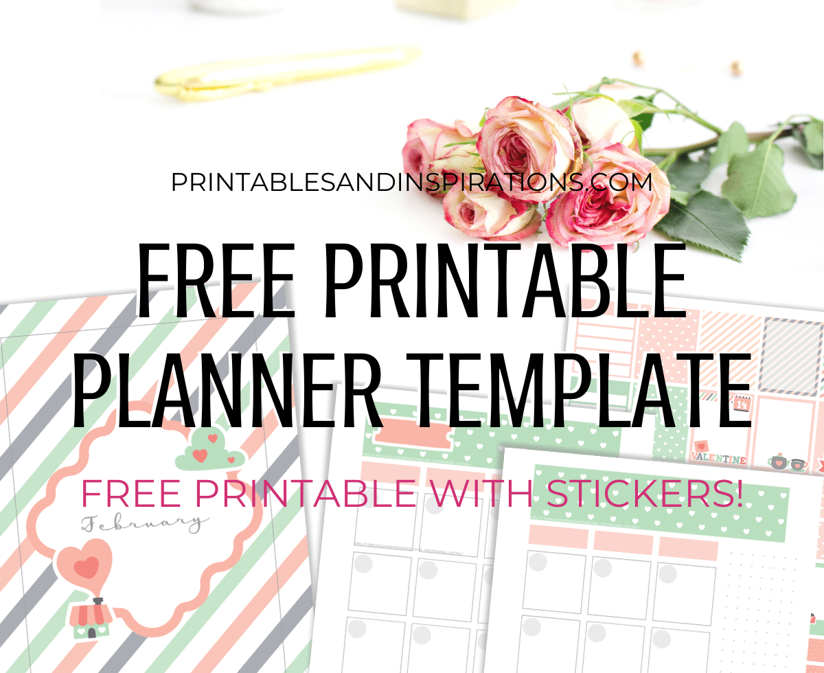 Free Printable Planner Template February 2020 - valentine bullet journal printable template with dot grid, free printable planner, bullet journal printable, printable planner stickers #freeprintable #printablesandinspirations #bulletjournal #planneraddict #plannerstickers #bujoideas