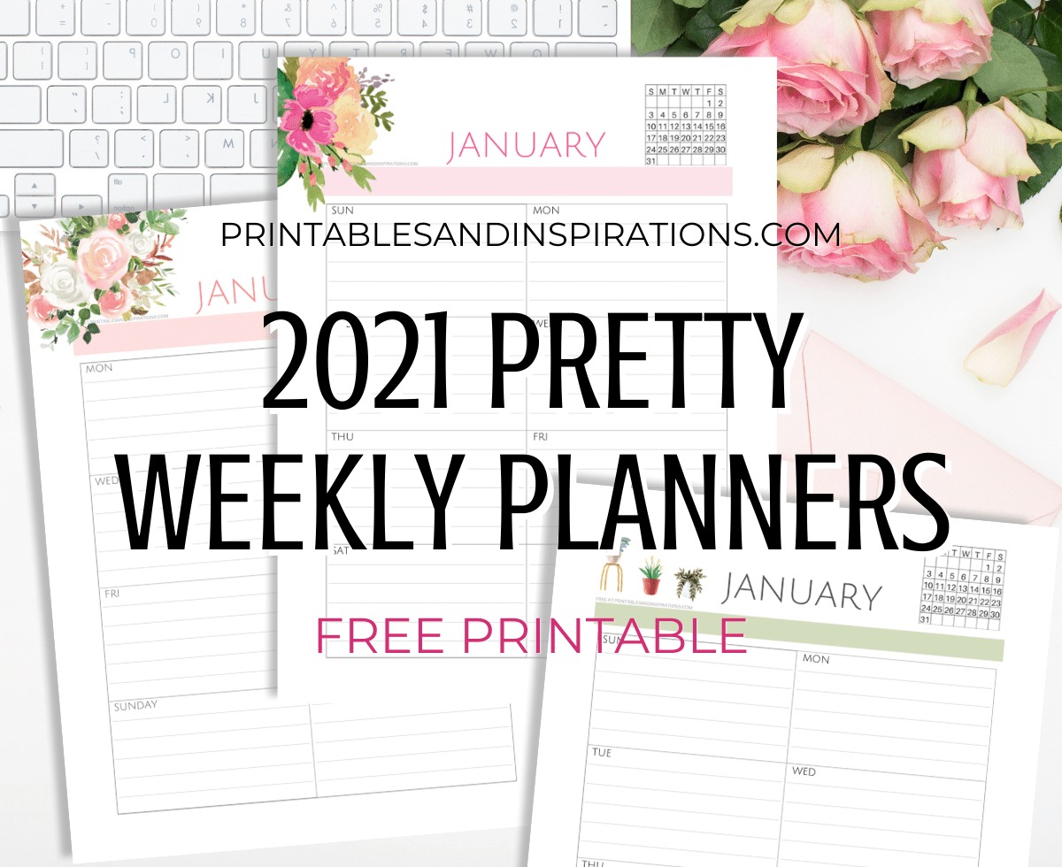 2021 Weekly Planner PDF - Free Printable Weekly Planner With 2021 Calendar. Choose a Sunday or Monday start calendar. Get your free download now! #freeprintable #printablesandinspirations #weeklyplanner