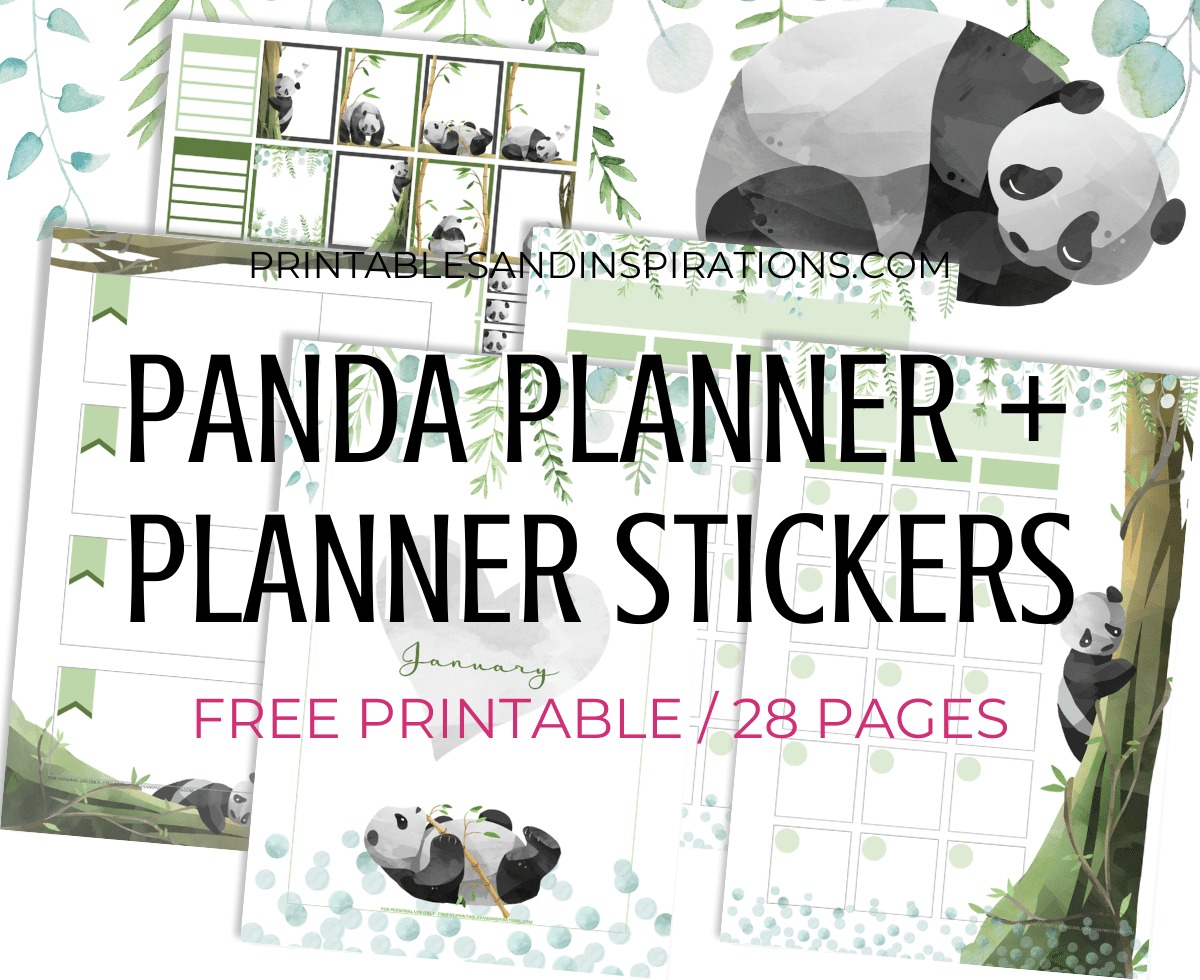 Free Printable Panda Planner And Panda planner stickers PDF - Panda-themed bullet journal printable pages, free download #freeprintable #printablesandinspirations #panda #cutepanda #pandalover #bulletjournal #planneraddict #plannerstickers