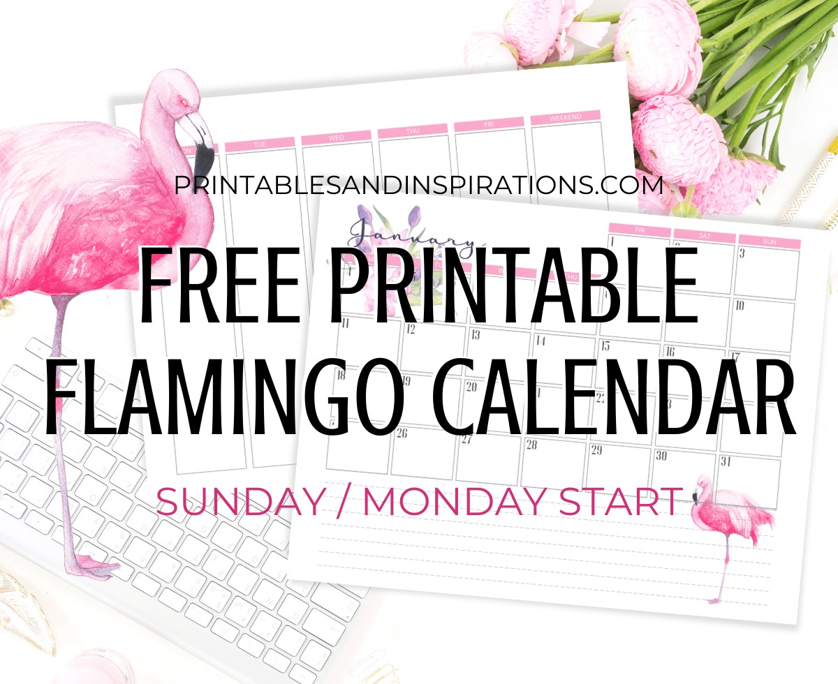 Free Pink Flamingo Calendar Printable And Weekly Planner - #flamingo #freeprintable #pink #printablesandinspirations