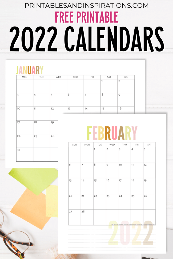 List of Free Printable 2022 Calendar PDF - Printables and Inspirations