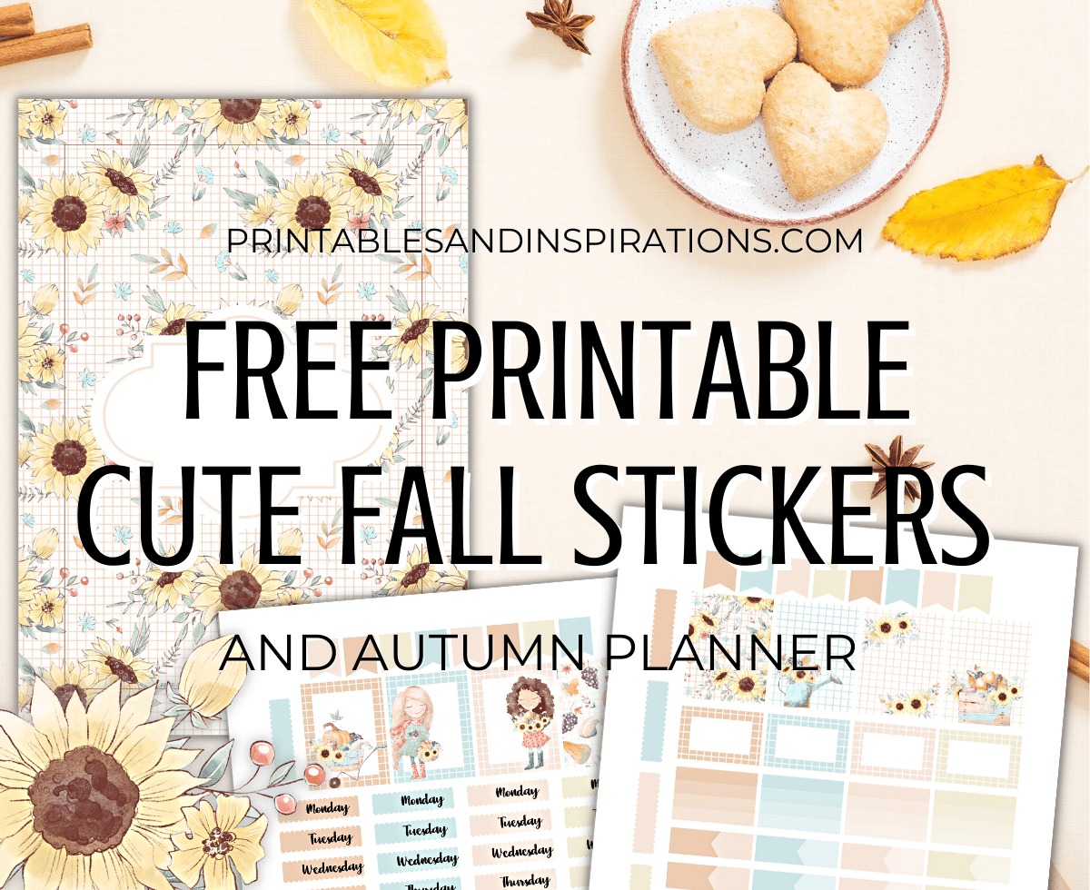Cute Fall Stickers + Free Printable Planner - autumn themed planner stickers for bullet journal + links to fall clipart #freeprintable #printablesandinspirations