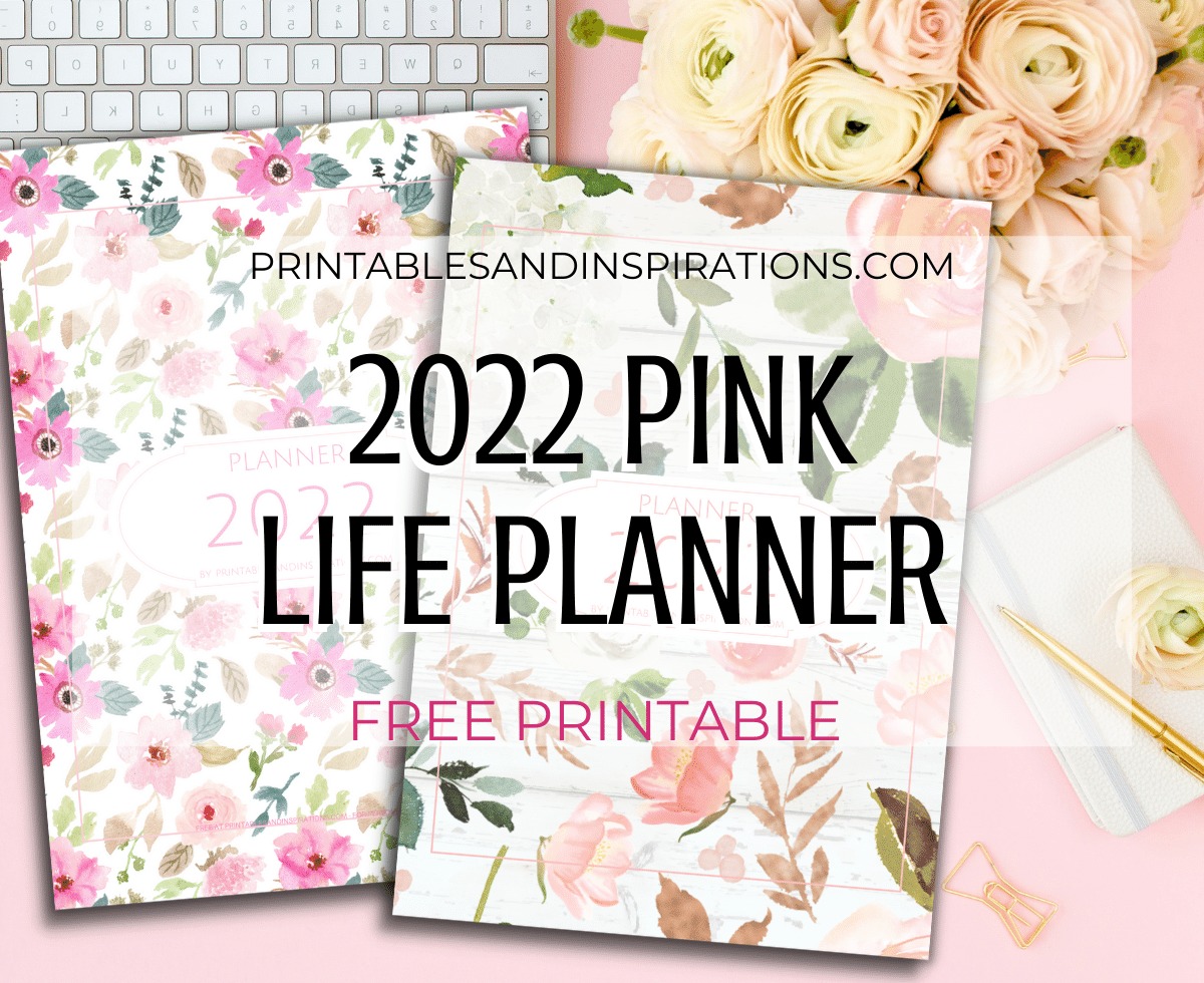Free Printable Pink Life Planner 2022 - with 2022 monthly calendar and more planner pages. Get your free pdf download now! #freeprintable #printablesandinspirations #pink #planneraddict #plannerlover #bulletjournal