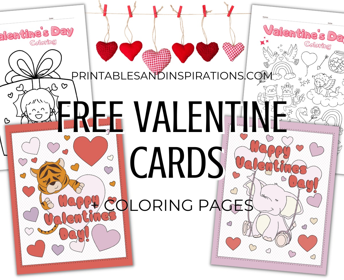 Free Printable Valentine Cards - Happy valentines day greeting cards and coloring pages #valentines #freeprintable #printablesandinspirations