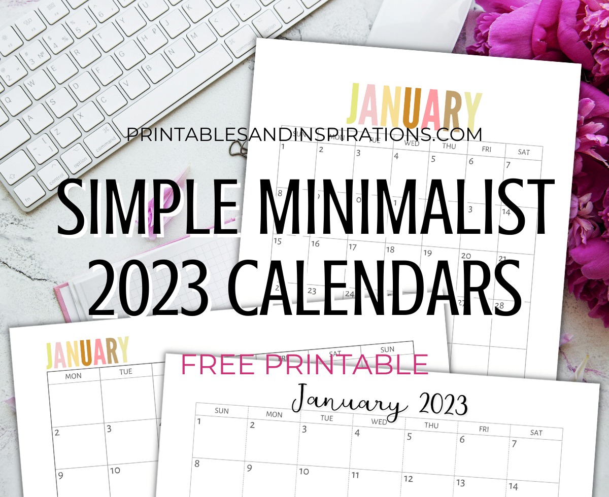 Free 2023 calendar printable PDF - simple minimalist 2023 calendar #printablesandinspirations #2023 #freeprintable