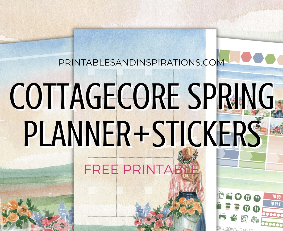 Free Printable Spring Planner - Cottagecore aesthetic bullet journal planner and stickers #cottagecore #printablesandinspirations