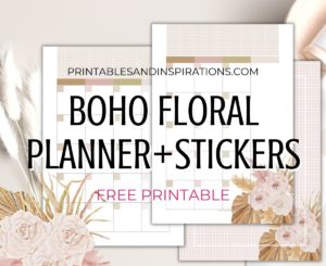 Boho Floral Printable Planner + Stickers - free printable bullet journal, neutral pastel floral planner #freeprintable #boho #bulletjournal #planneraddict #printablesandinspirations