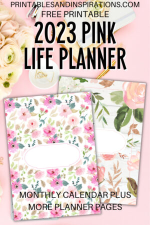 Free Printable Pink Life Planner 2023 - with 2023 monthly calendar and more planner pages. Get your free pdf download now! #freeprintable #printablesandinspirations #pink #planneraddict #plannerlover #bulletjournal