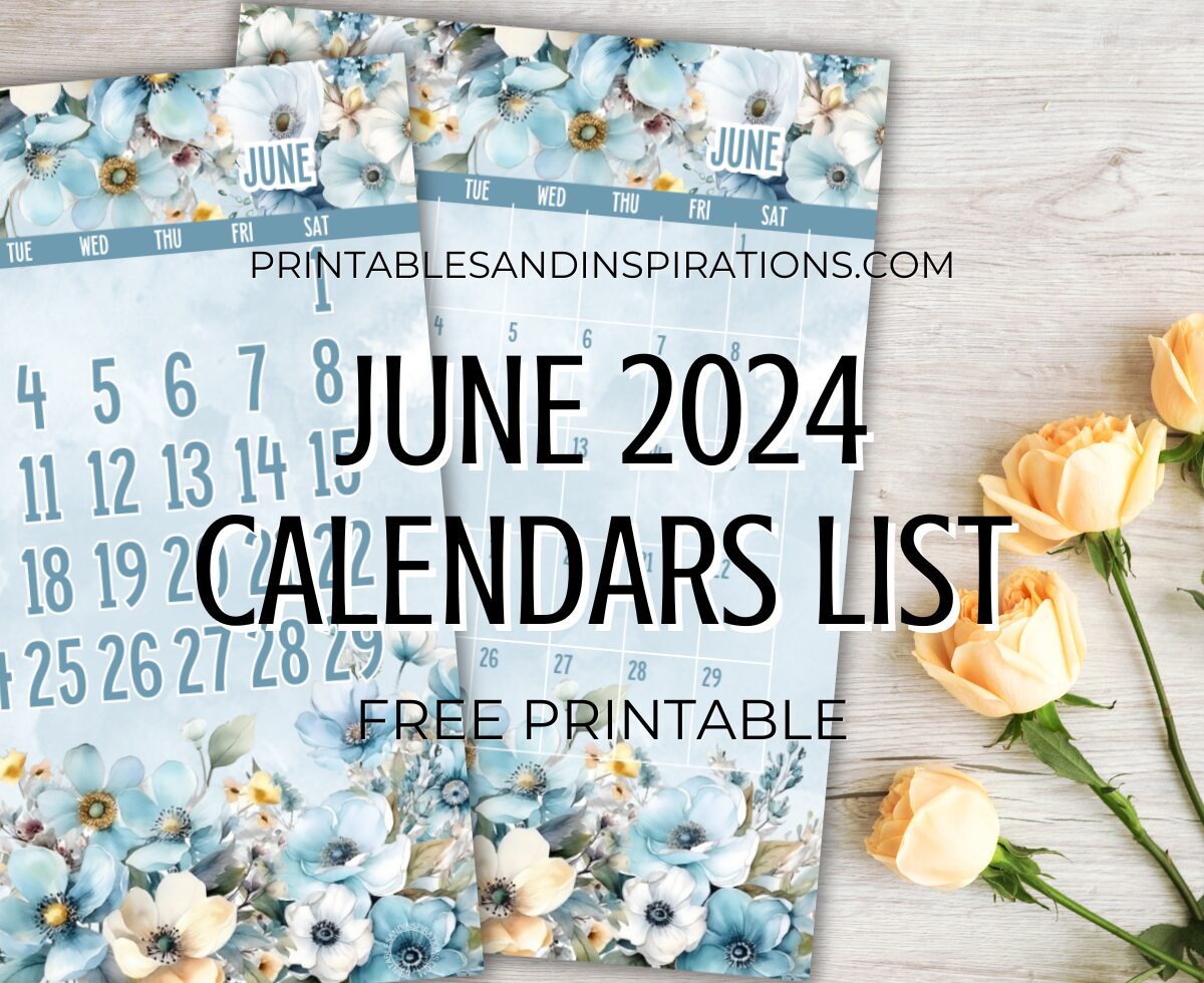 Beautiful JUNE 2024 calendar with flowers - free printable monthly planner calendar for JUNE 2024 #freeprintable #printablesandinspirations #2024calendar